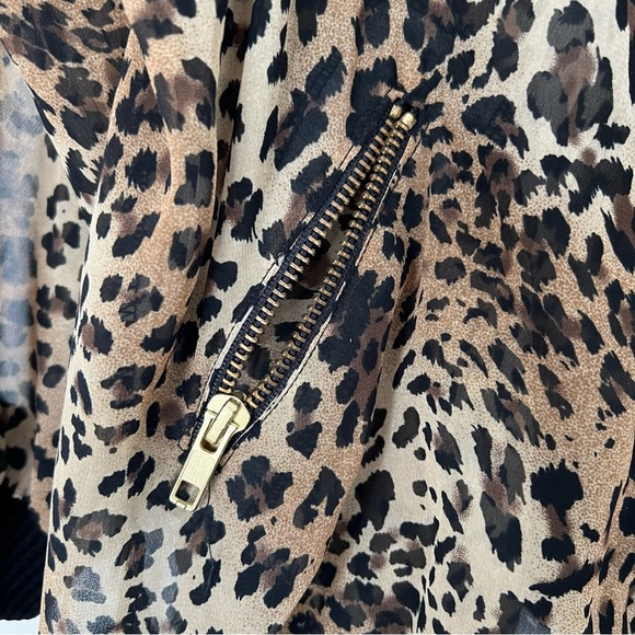 See You Monday Brown and Black Leopard Print Sheer Bomber Jacket XS S - Picture 2 of 7